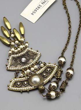 L复古vintage中古流苏巴洛克民族时尚造型项链毛衣链孤品