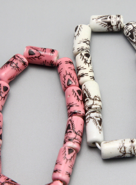 L复古vintage陶瓷 转印贴花纹 弹力手镯孤品