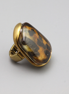 V复古vintage中古豹纹夸张个性中古戒指指环孤品