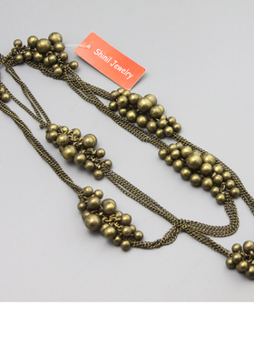 M复古vintage中古古董铜超长多层项链毛衣链孤品