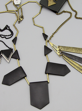 复古几何拼接白色孤品毛衣链