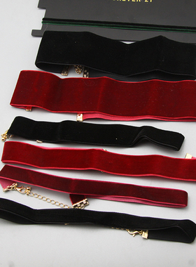 外贸出口设计师款摩登红丝绒项链