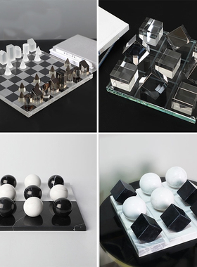 轻奢现代样板间水晶国际象棋摆件