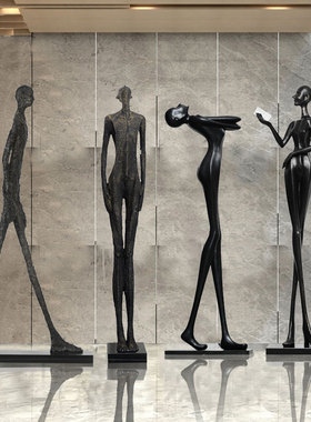 酒店大堂大型人物落地摆件售楼处样板房间橱窗抽象艺术软装雕塑