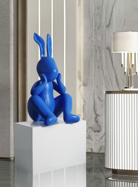 落地玻璃钢雕塑轻奢卡通兔工艺品