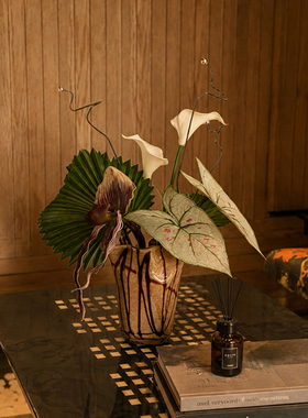 素涟中古风玻璃花器轻奢摆件
