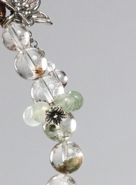 SHURUI 绿幽灵 茶晶 白水晶天然石手串招财手链温润百搭设计感