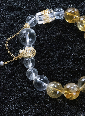 SHURUI 黄塔晶 天然白水晶手串手链温润百搭设计感