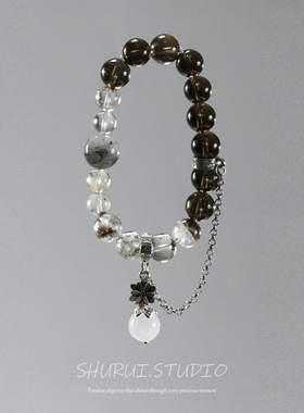 SHURUI 绿幽灵 茶水晶手串手链温润百搭设计感