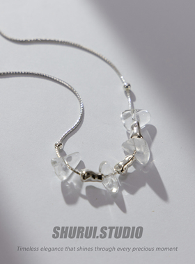 SHURUI 小众设计感简约三角形水晶S925纯银链子项链