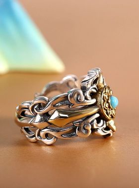 蒙客个性风潮S925银十字戒指