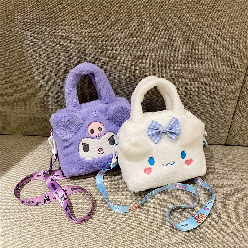 Sanrio Bag Kawaii Plush Cinnamoroll Melody Kuromi Soft-图0