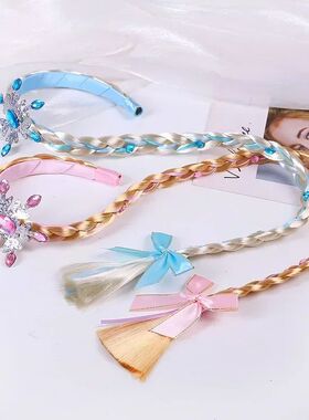 Frozen Wig Braid Princess Hairband Girl Elsa Snowflake Blue
