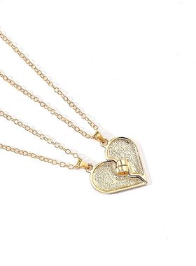 Stitch Angel Couple Necklace Cartoon Heart Stitch Neck Chain