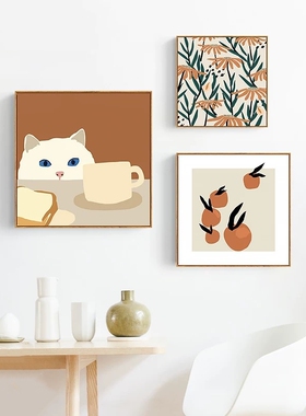 北欧ins风萌猫壁画卧室趣味挂画