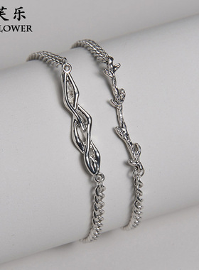 跨境电商爆款荆棘手链嘻哈小众新品不锈钢树枝款情侣学生手链饰品