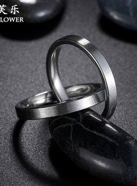 韩版双环设计感士钛钢食指戒指个性嘻哈简约不锈钢光面礼物戒指