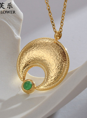 欧美复古月亮吊坠钛钢项链女级感个性简约轻奢小众设计情侣优雅饰