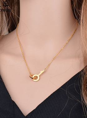 跨境热销个性创意钥匙不锈钢项链小众设计感简约锁骨链义乌饰品