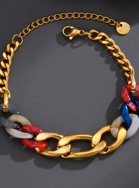 个性时尚几何不锈钢手链法式小众简约潮流手饰精致设计感情侣饰品