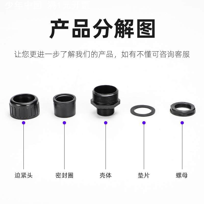 尼龙波纹管防水接头金属软管密封抗拉快速夹紧式固定塑料锁母AD25,淘宝优惠券,粉丝福利购,淘宝优惠卷