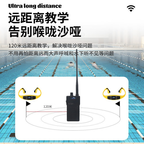 旗鱼王骨传导游泳教学训练耳机运动用品水下IPX8军工级专业防水 - 图0