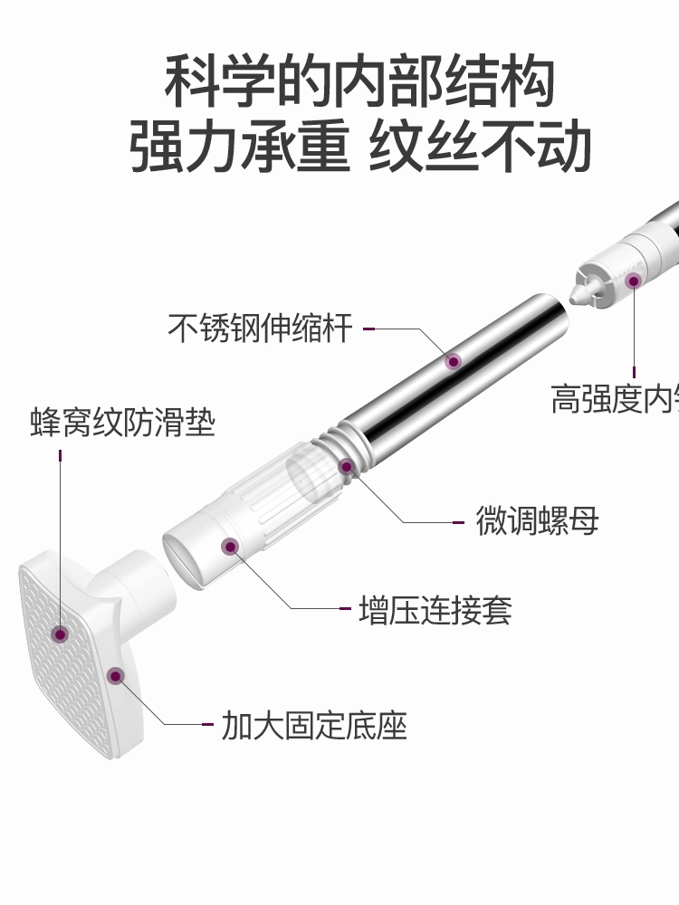 直销西藏包邮哥百货伸缩杆免打孔晾衣杆浴室神器卫生间架浴帘杆窗 - 图1