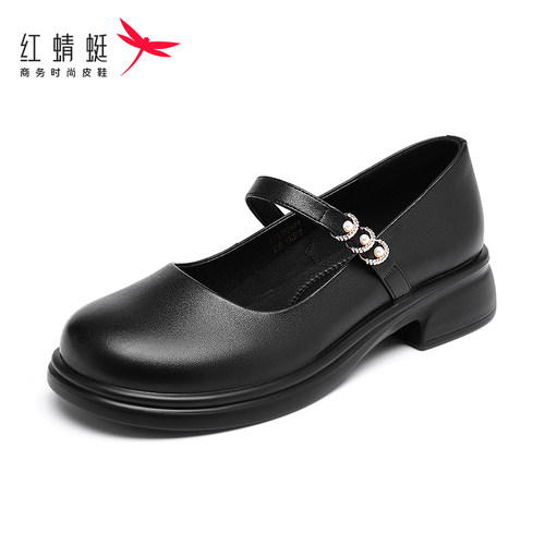 红蜻蜓鞋子法式绝美玛丽珍女鞋厚底小皮鞋女新款单鞋真皮春秋皮鞋 - 图3