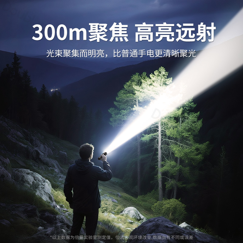 强光手电筒充电式超亮户外登山伸缩变焦便携大容量超长续航超耐用 - 图0