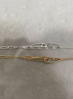 Chaine d'ancre Punk别针手链纯银镀金不掉色链条手镯精工高版本