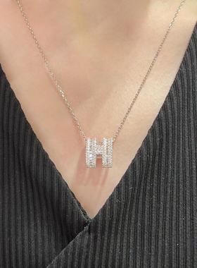 V金镀金满钻H项炼高级感女生超闪轻奢18K质感气质小红书热卖