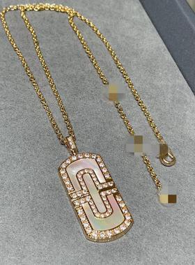 V金包金白贝母回形针项炼高级女生超闪轻奢18K质感气质小红书热卖