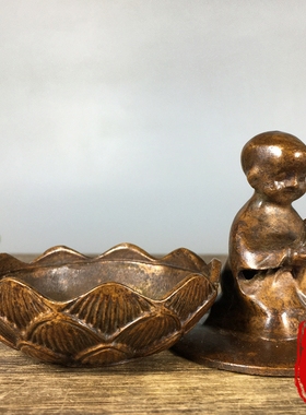 古玩纯铜坐禅小和尚熏香炉摆件家用室内茶道香炉装饰品旧货老铜器