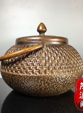 复古提梁老铜壶茶壶酒壶老物件茶道禅意摆件老铜器家居装饰品摆设