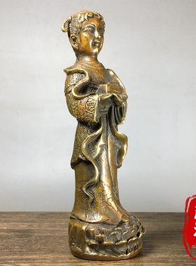 纯铜实心金童玉女神仙摆件招财童子财源广进家居供奉装饰风水摆件