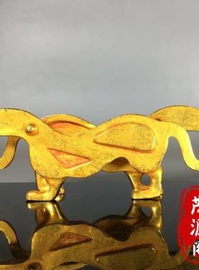 古玩铜鎏金手工雕刻杜虎符秦阳陵虎符古代兵符信符老物件摆件收藏