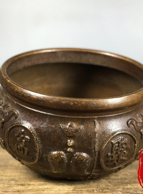 纯铜招财进宝聚宝盆迷你聚宝缸聚财纳福财源滚滚烟灰缸装饰品摆件