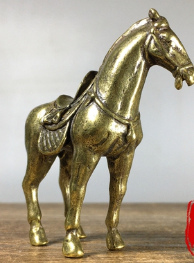 复古纯铜实心唐马战马十二生肖马到成功招财铜马风水铜器茶宠装饰
