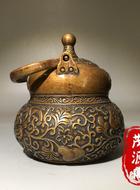 民间回流大清乾隆年制八宝葫芦茶壶摆件福禄水壶酒壶提梁壶收藏