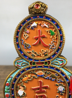 中式民族风纯铜彩绘葫芦造型福禄满满大吉大利磁吸式冰箱贴装饰品
