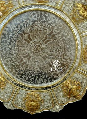 尼泊尔鎏金雕花曼扎盘