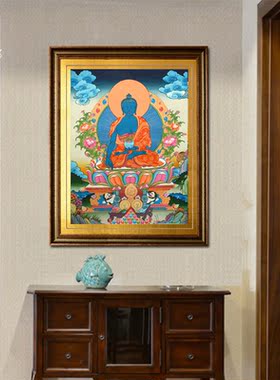 药师佛手绘颜料人物装饰画挂画