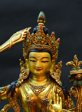 上行道摆件中式书房手工文殊菩萨