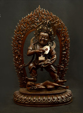 鎏金雕花密宗财神爷尼泊尔手工