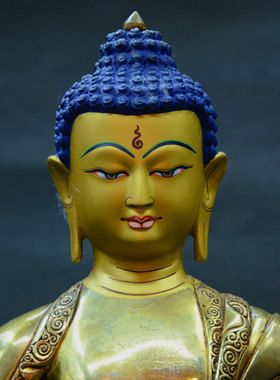 上行道鎏金摆件书房手工阿弥陀佛