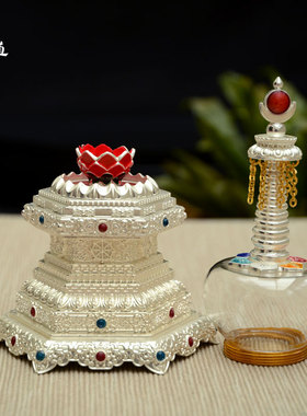 密宗佛堂合金供奉菱形摆件舍利塔