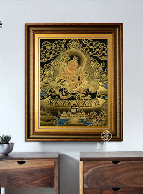 手绘财神佛像西藏书房玄关装饰画