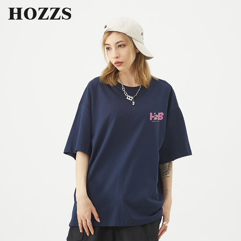 HOZZS/汉哲思字母logo宽松圆领T恤 男女同款情侣款 - 图3