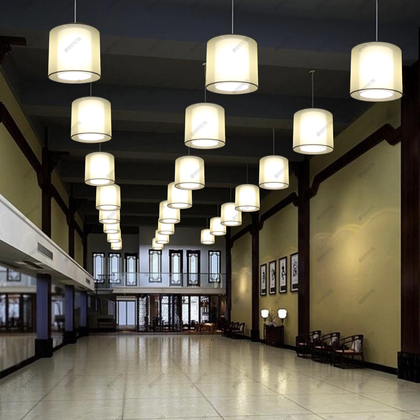 中式吊灯茶楼圆形单头中国风餐厅面馆羊皮小吊灯过道吧台简约灯具 - 图1