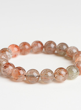 天然黑金超七手链女冰透黑色钛晶圆珠黑金超七手串女水晶饰品